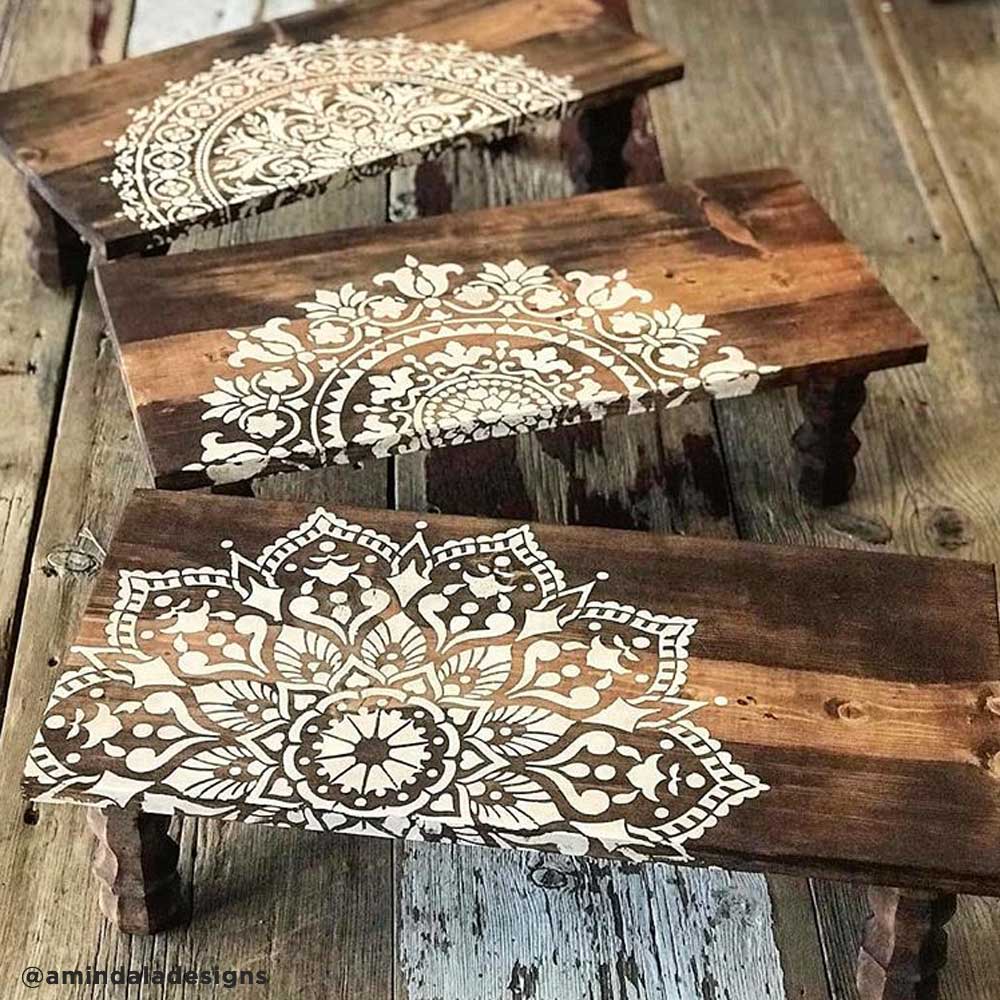 stenciled furniture mandala