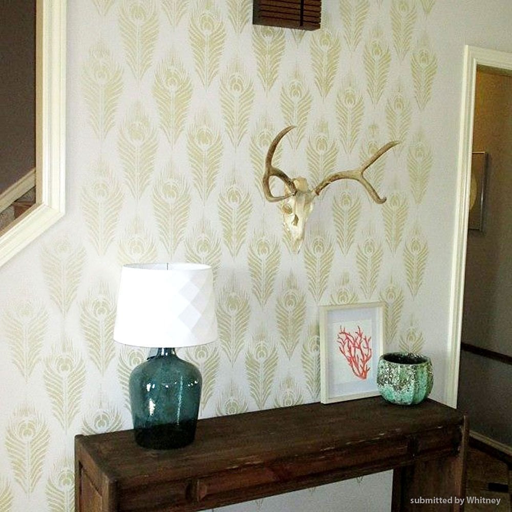 accent wall stencils feather design