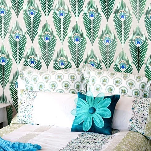 peacock-feather-wall-pattern-stencils