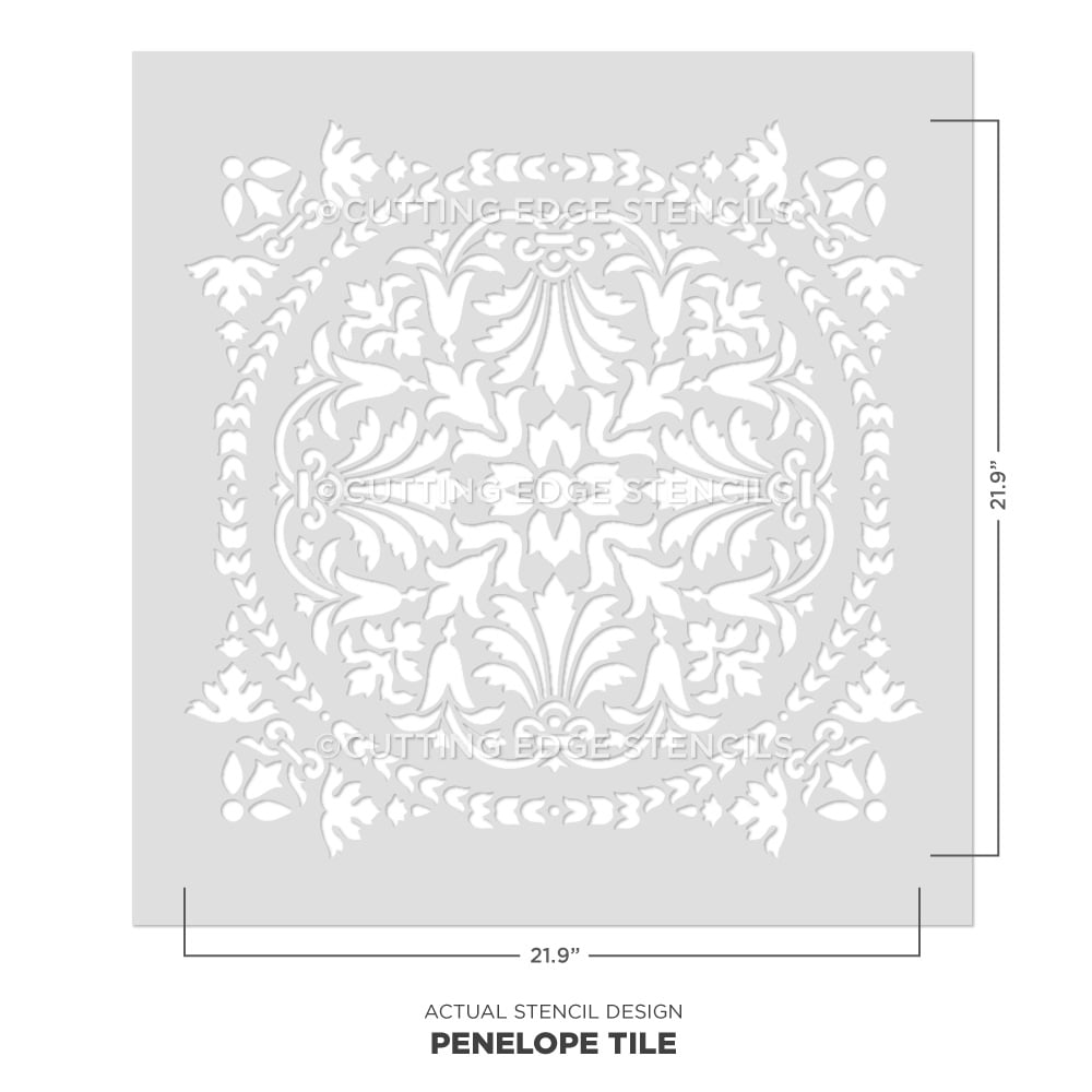 Penelope Tile Stencil Allover Painted Floor Stenciled pattern