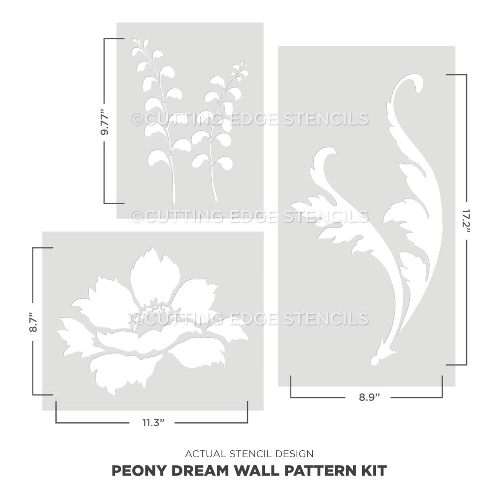 peony dream stencil kit design