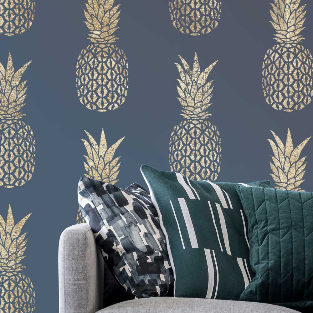 glam pineapple wall stencil