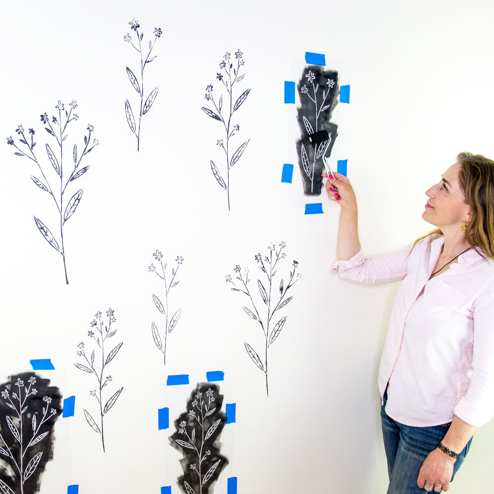 prairie flower wall stencil