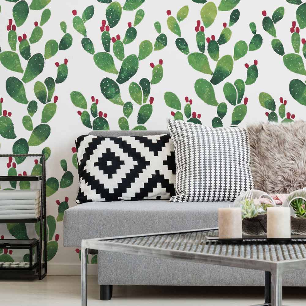 Prickly pear nursery wall stencil 