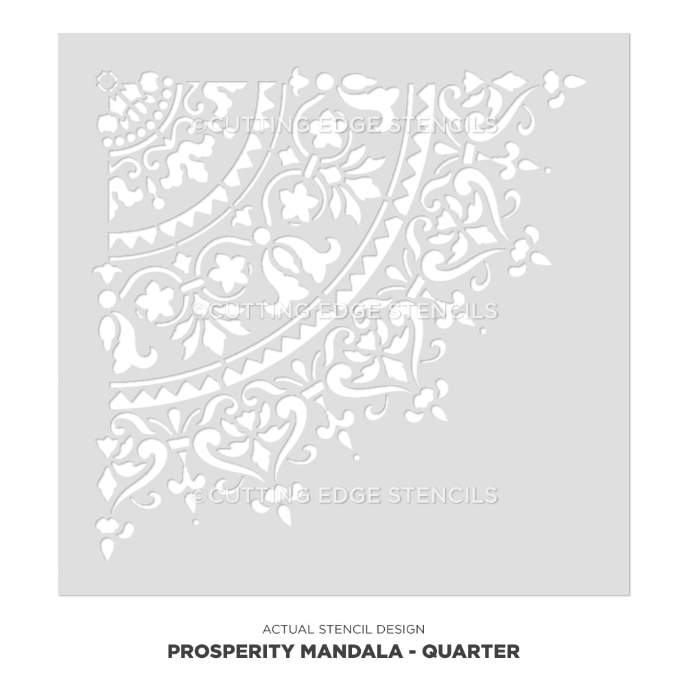 Prosperity Mandala Design Stencil Quarter Actual