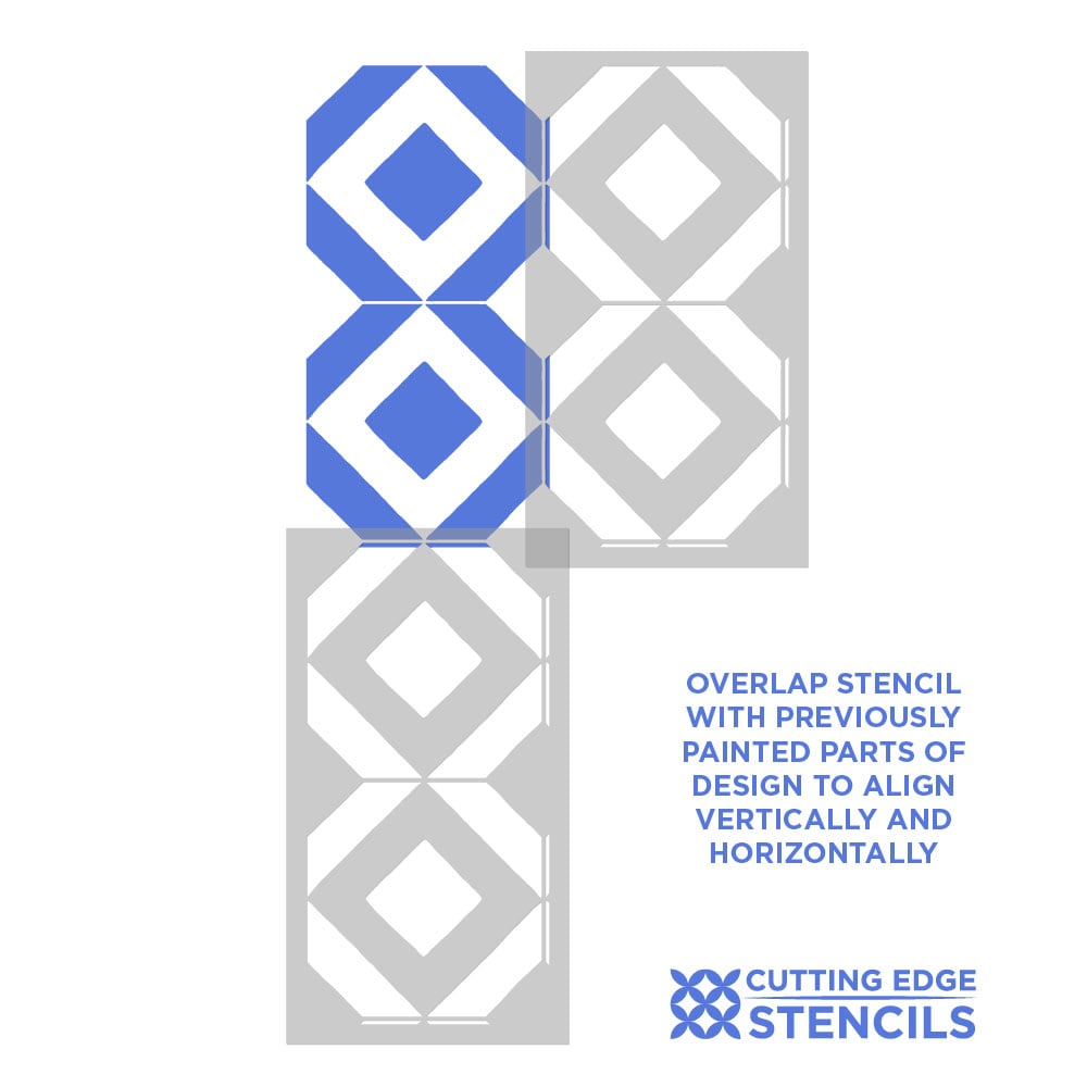 double tile stencil for walls alignment