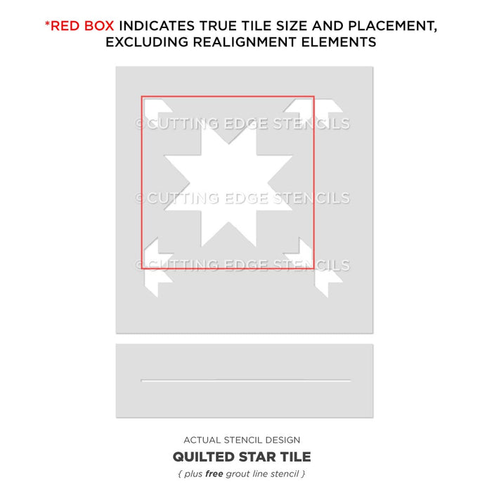 Geometric Tile Stencil Quilted Star - Reusable Stencils for Painting ...