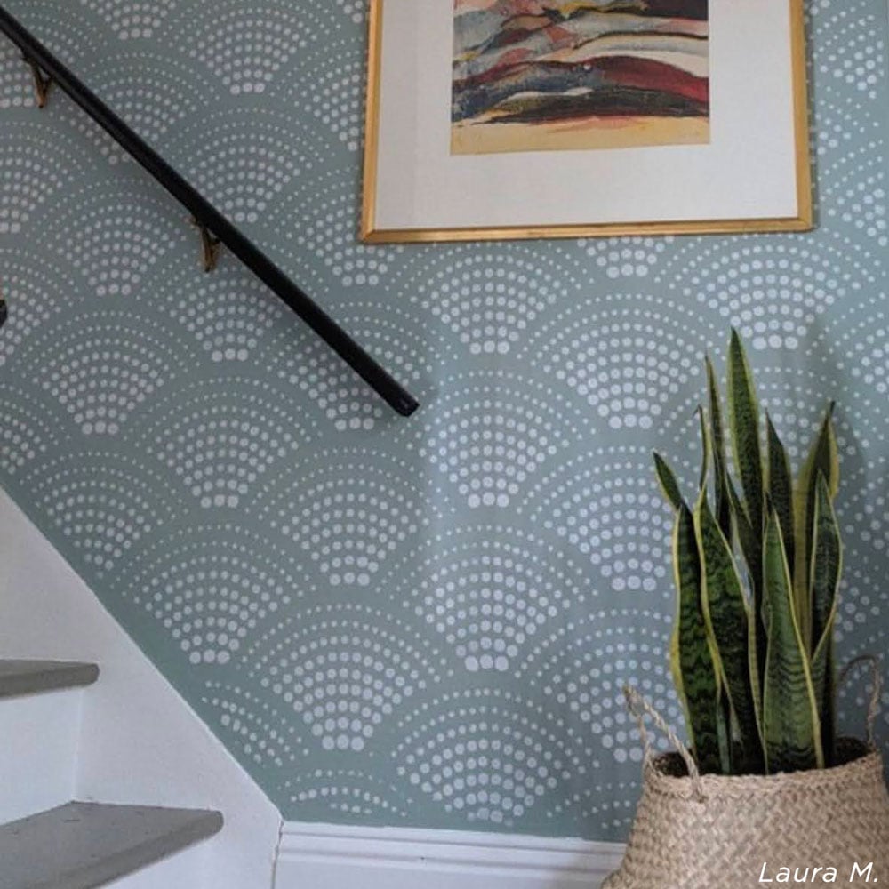 radiant scallop wall stencil