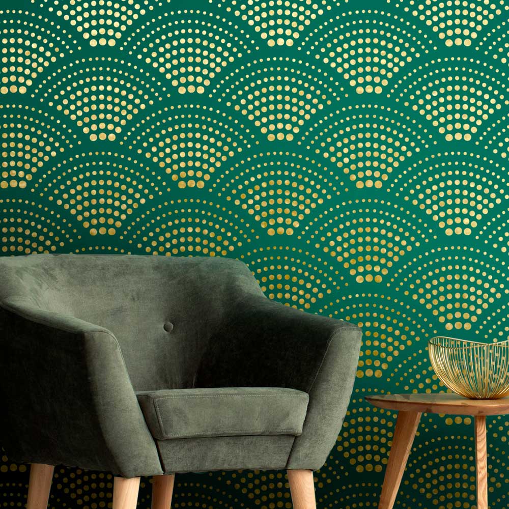 wall stencil dark green wall