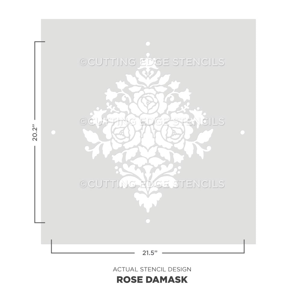 rose damask stencil for walls