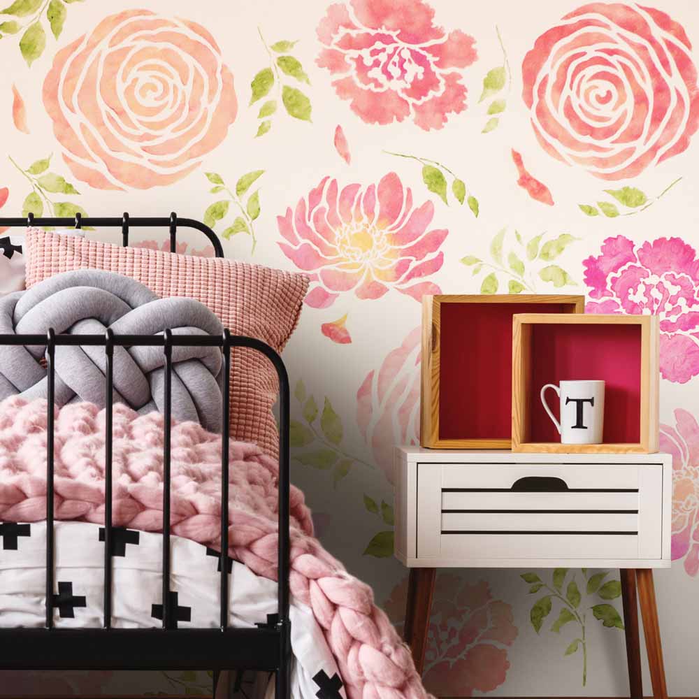 watercolor rose bedroom