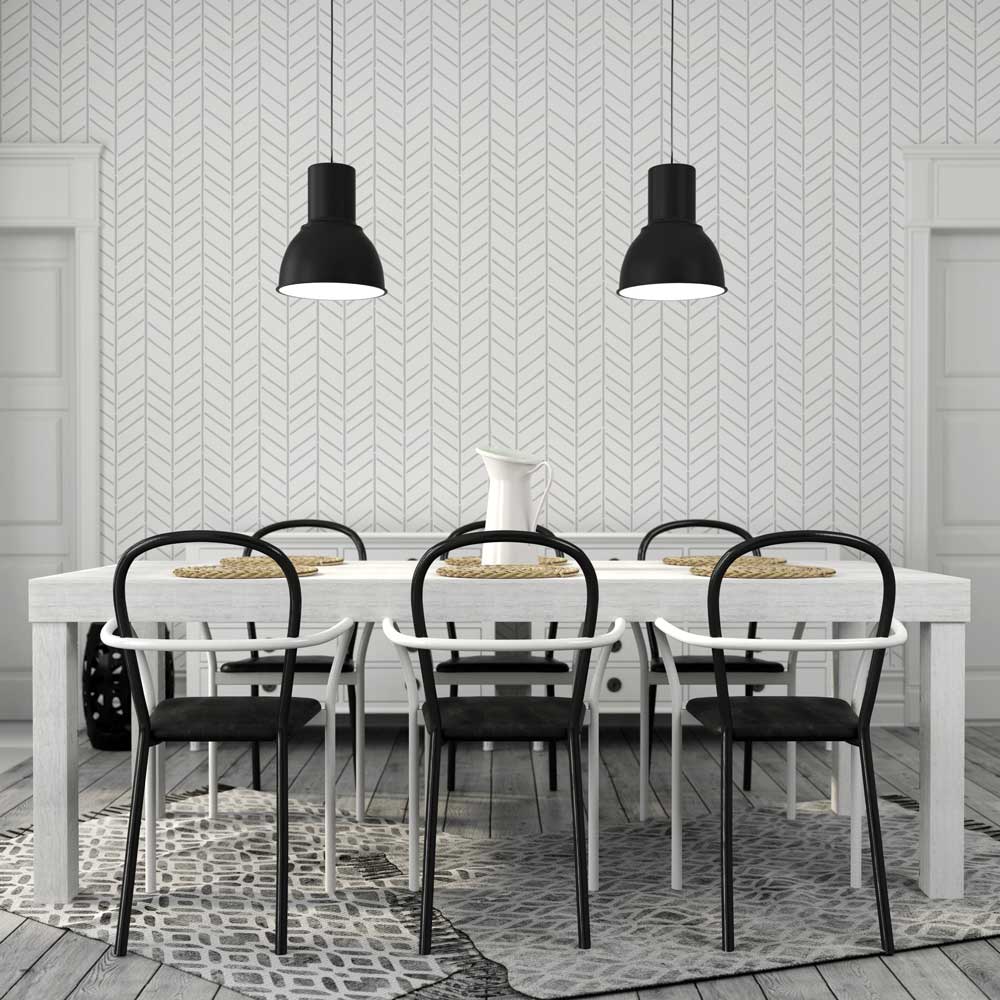 herringbone stenciled wall