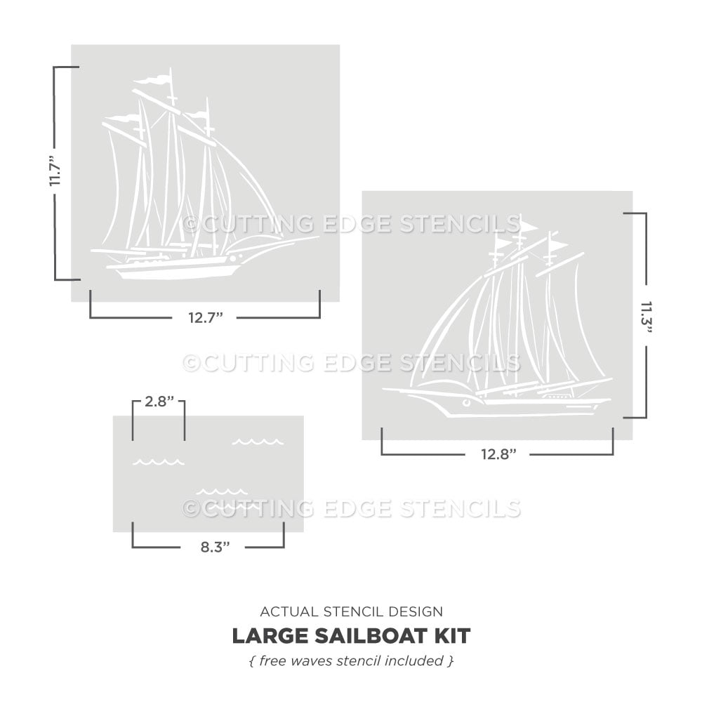 large stencil kit sailboat wall pattern kit actual image