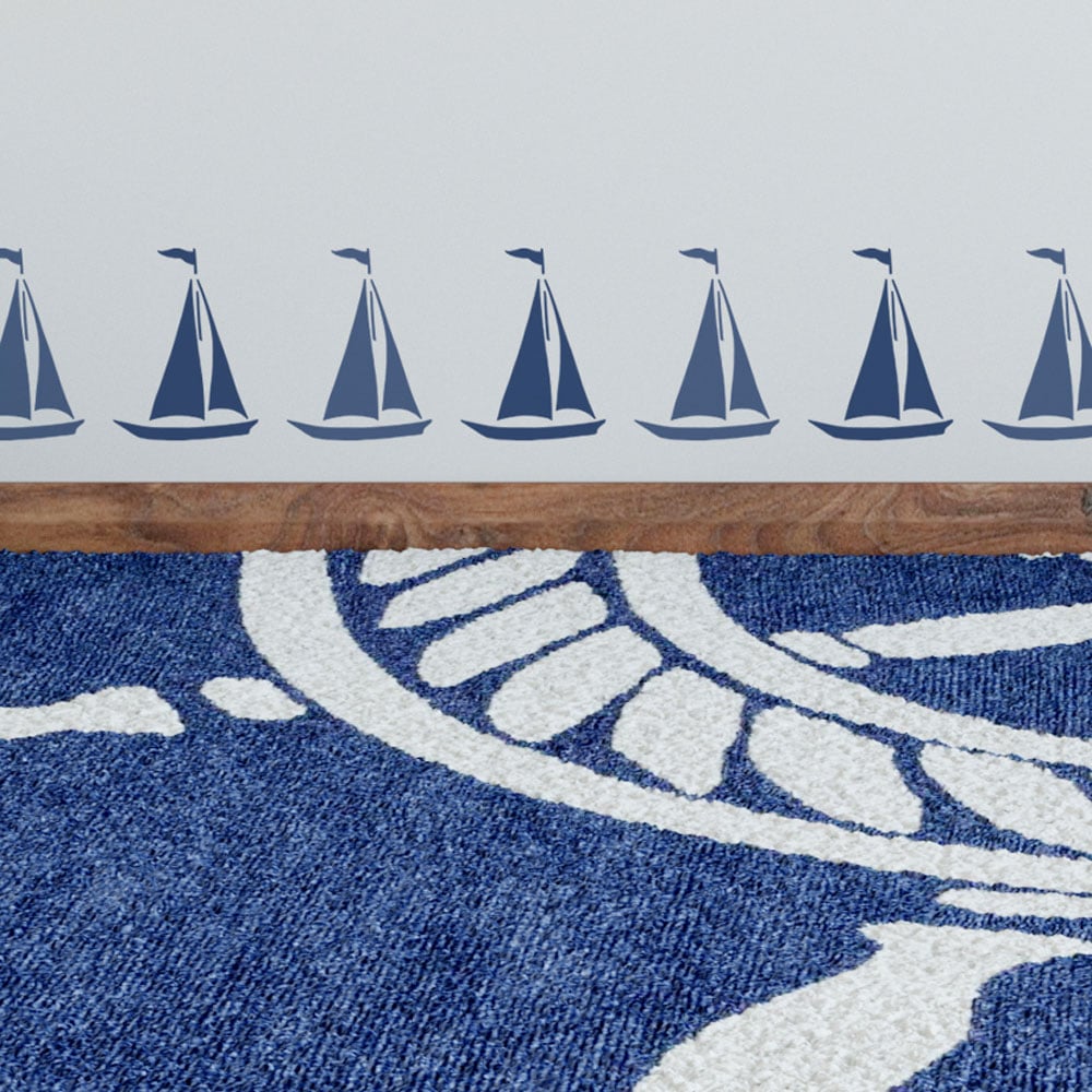 blue nautical bedroom sailboat border stencil