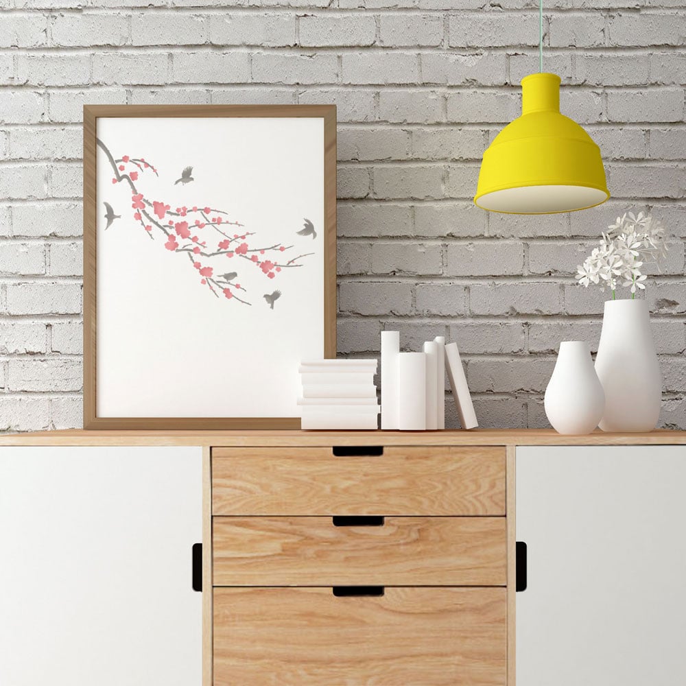 Sakura-Birds-Stencil-Branch-Design-Stenciled-Wall-Art