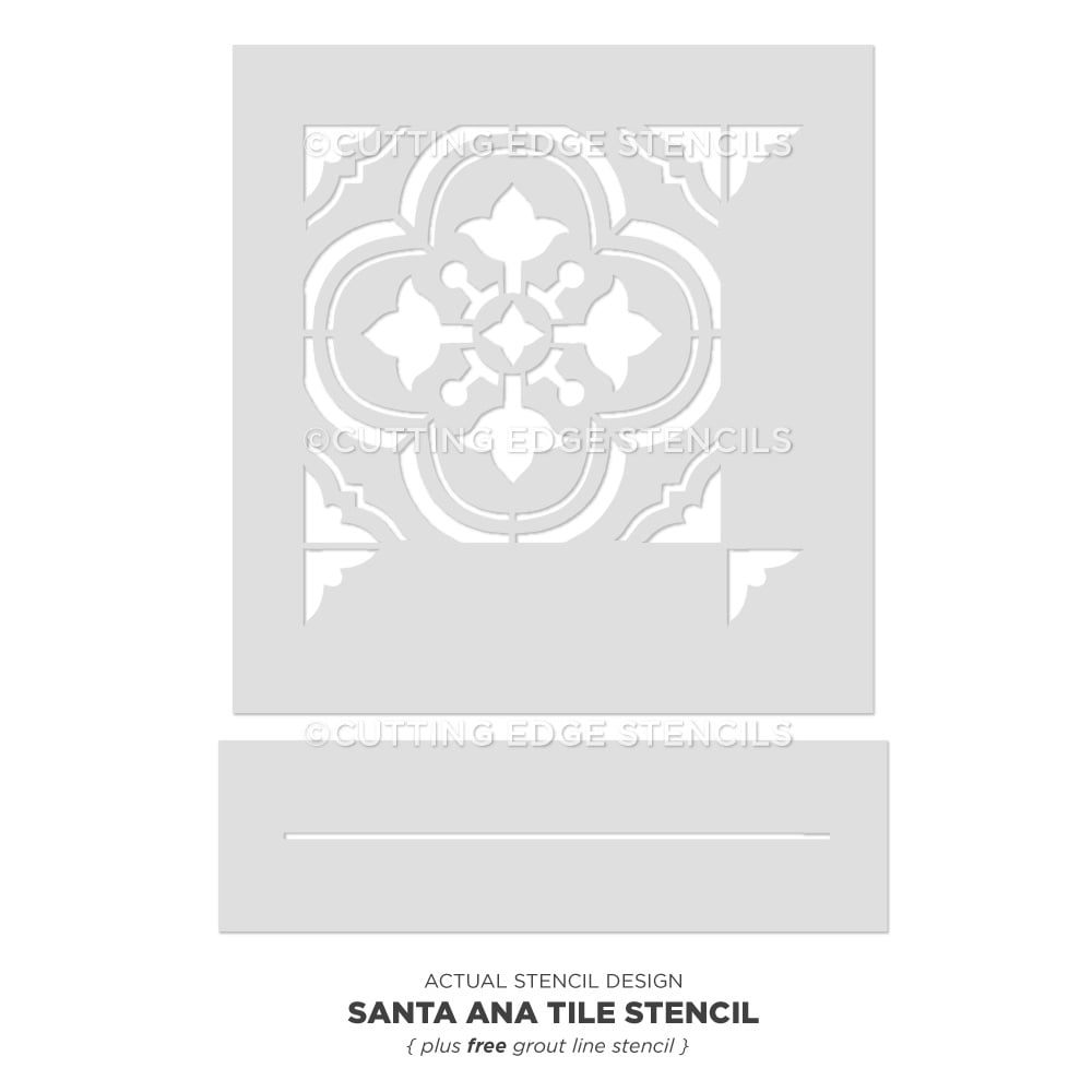 Santa Ana Tile Stencil Painted Floor Tiles