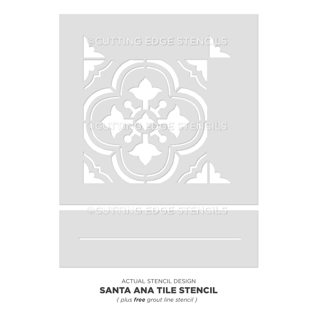 Santa Ana Tile Stencil Painted Floor Tiles