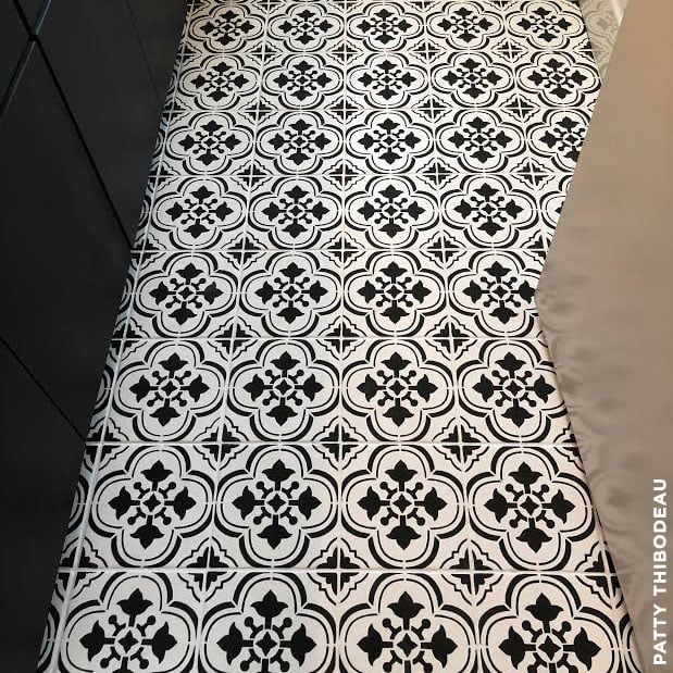 stencil bathroom tile floor