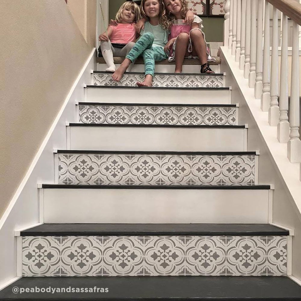 stenciled stairs