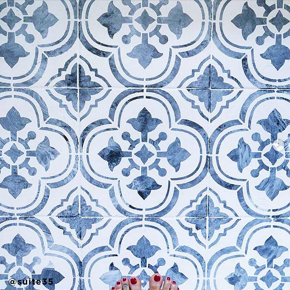 blue stencil tile