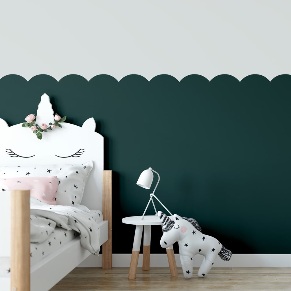 kids bedroom teal scallop border stencil for walls