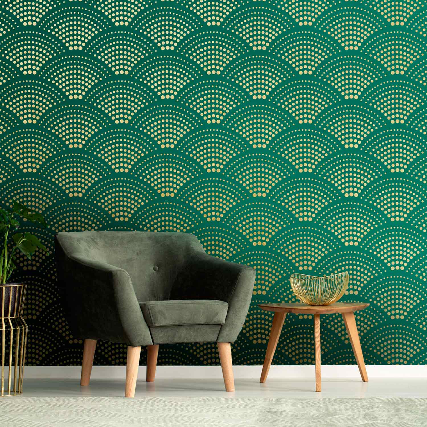 wall stencil dark green wall