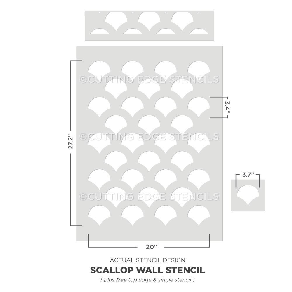 scallop wall stencil nautical pattern