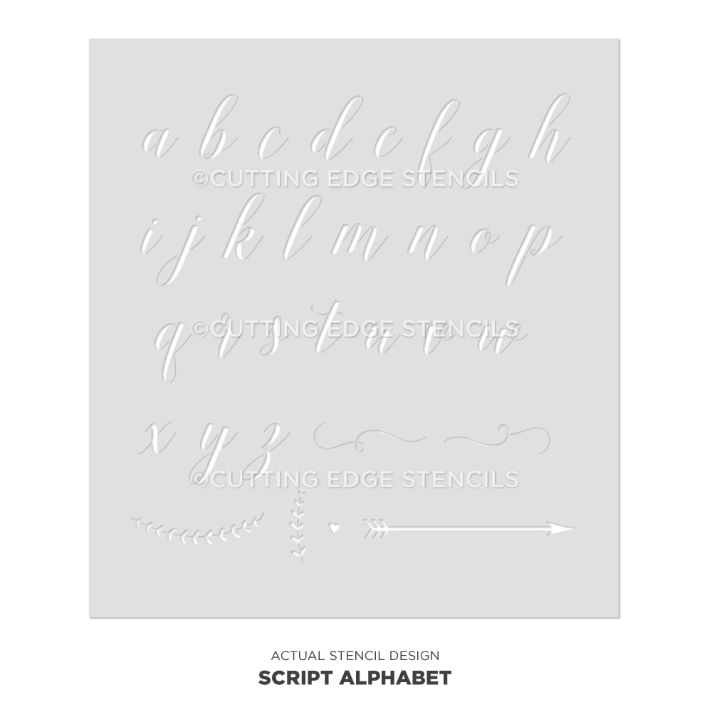 script alphabet stencil actual image