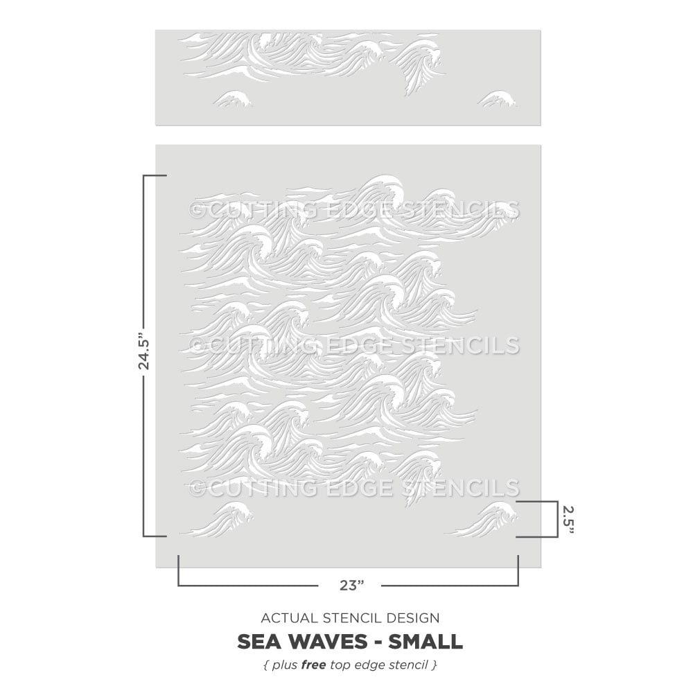 sea waves wall stencil ocean pattern