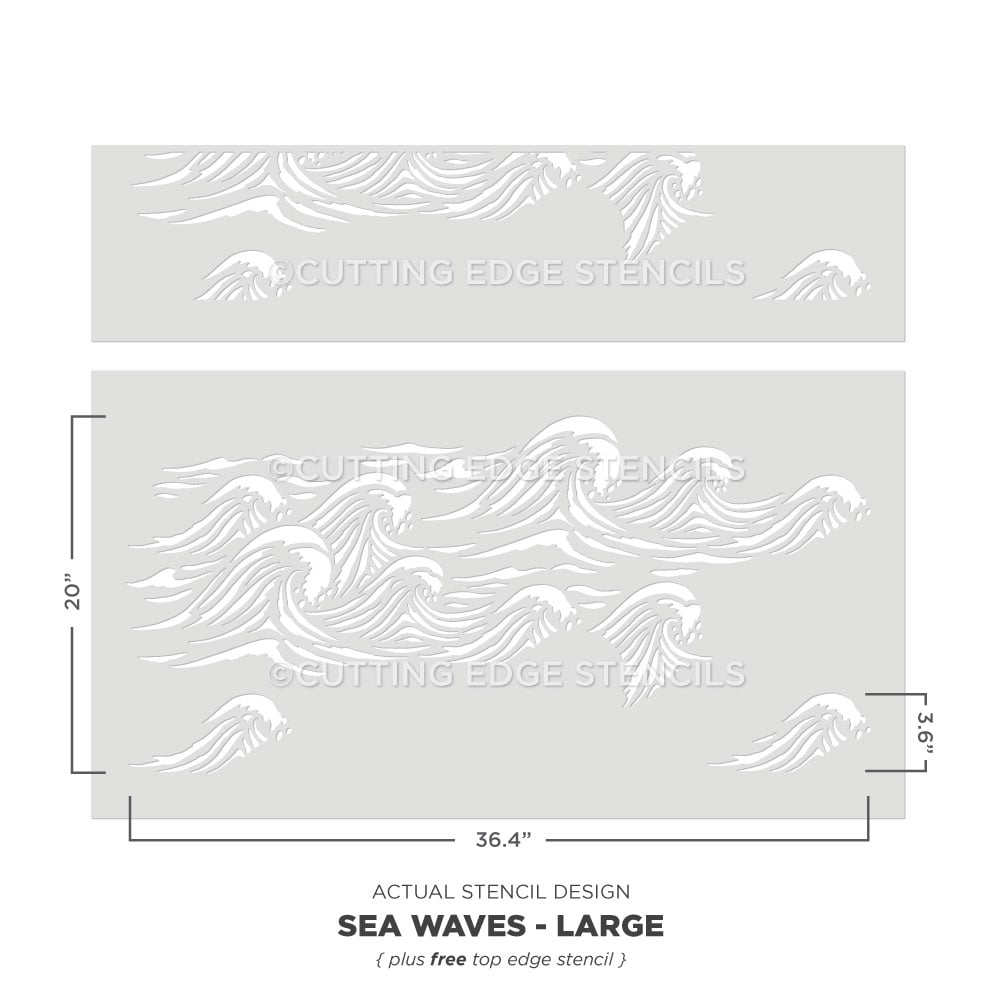 sea waves wall stencil ocean pattern