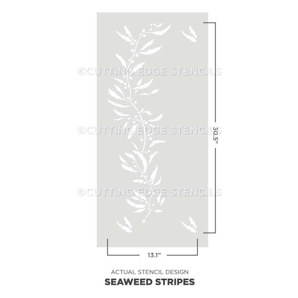 seaweed stripes wall stencil actual image