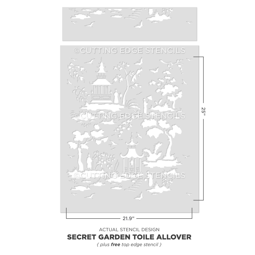 Chinoiserie Stencil Secret Garden Toile Wall Design