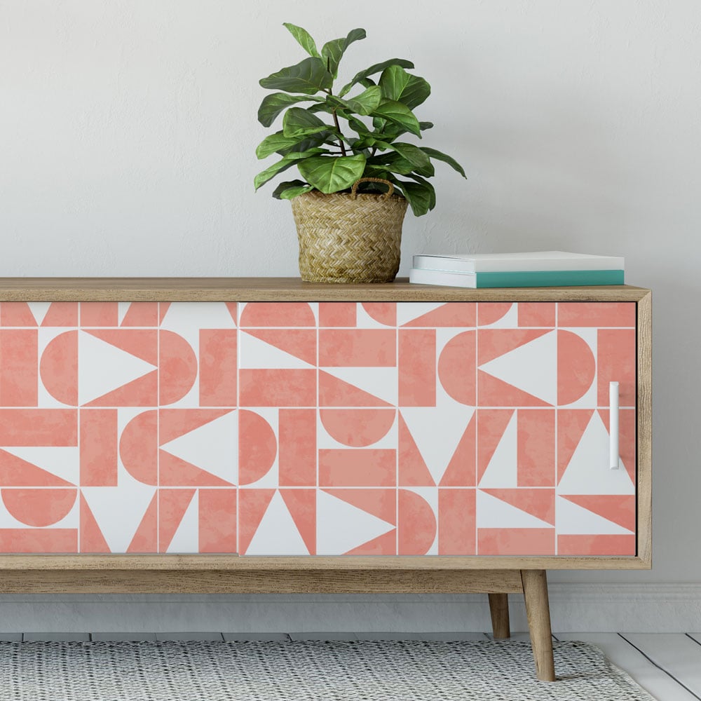 pink simple shapes stenciled painted furniture modern cabinet