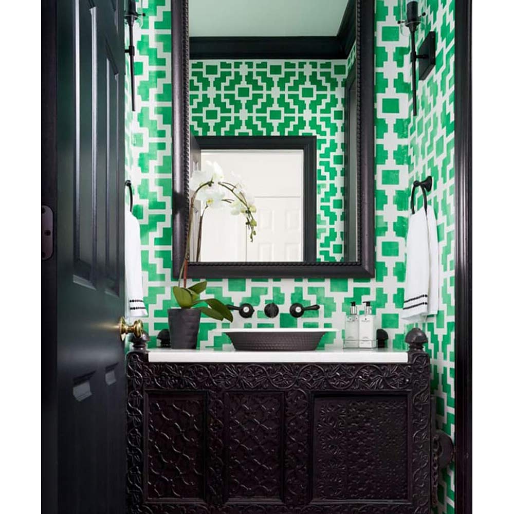 stenciled bath walls