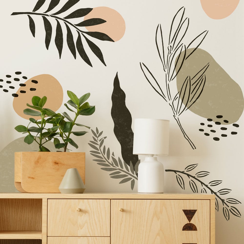 Shapes kit living room neutral wall stencil for walls