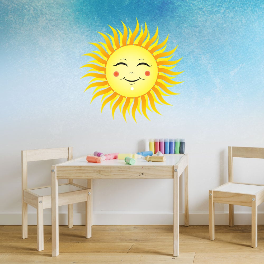 Playroom Smiling Sun Wall Art Stencil For Walls and Furniture