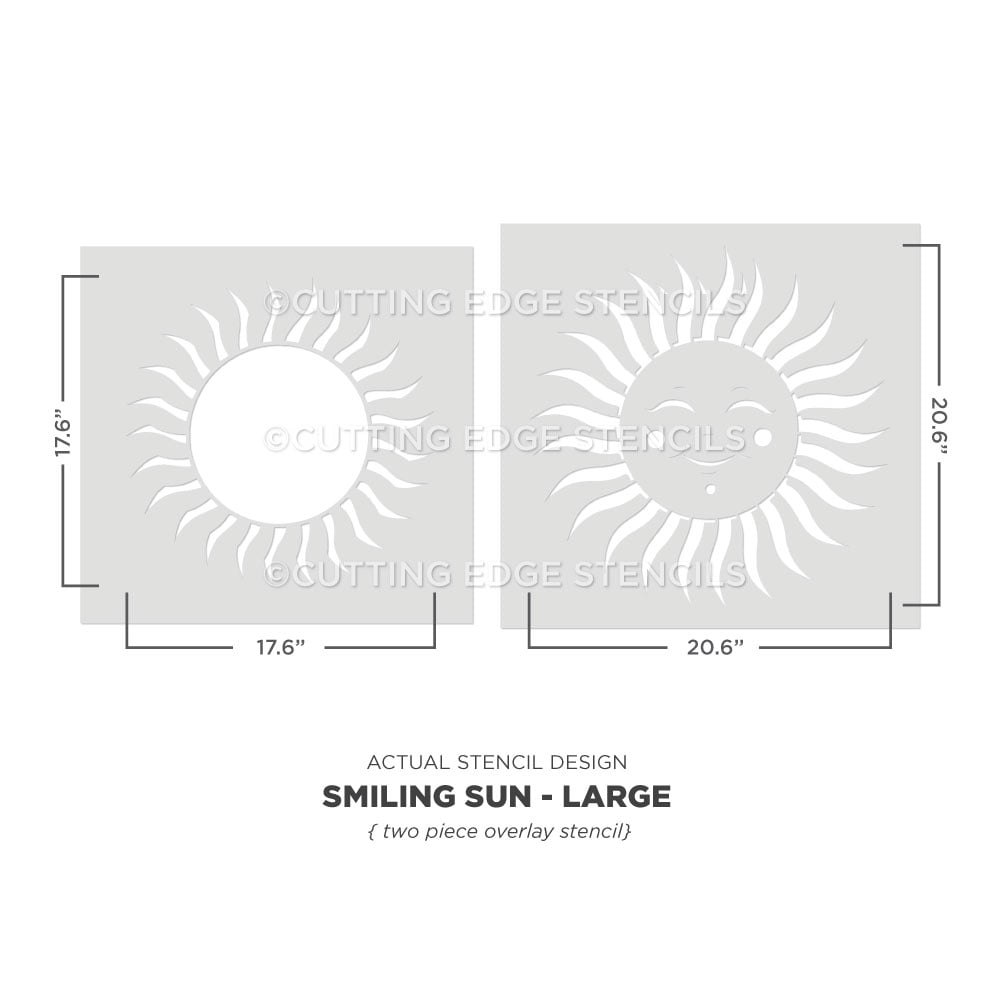 smiling sun wall art stencil actual stencil image size large