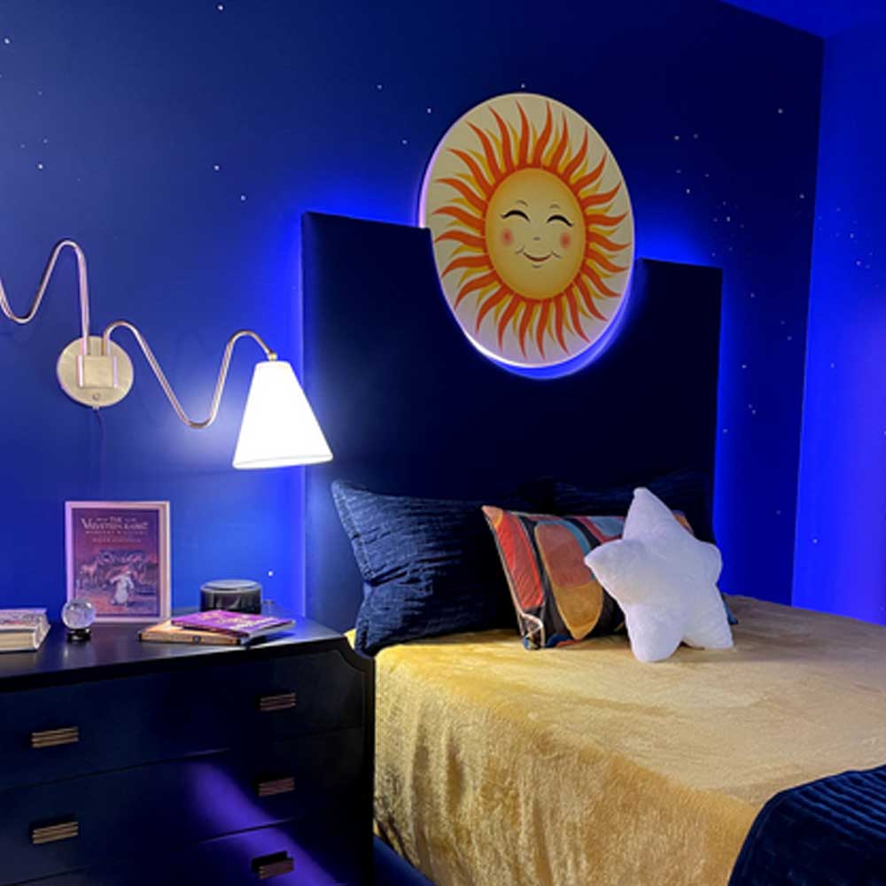 Smiling Sun Wall Art Stencil Glow In the Dark Bedroom Wall Decor