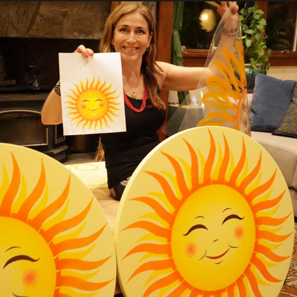 Smiling Sun Wall Decor DIY Wall Stencil For Wall Art