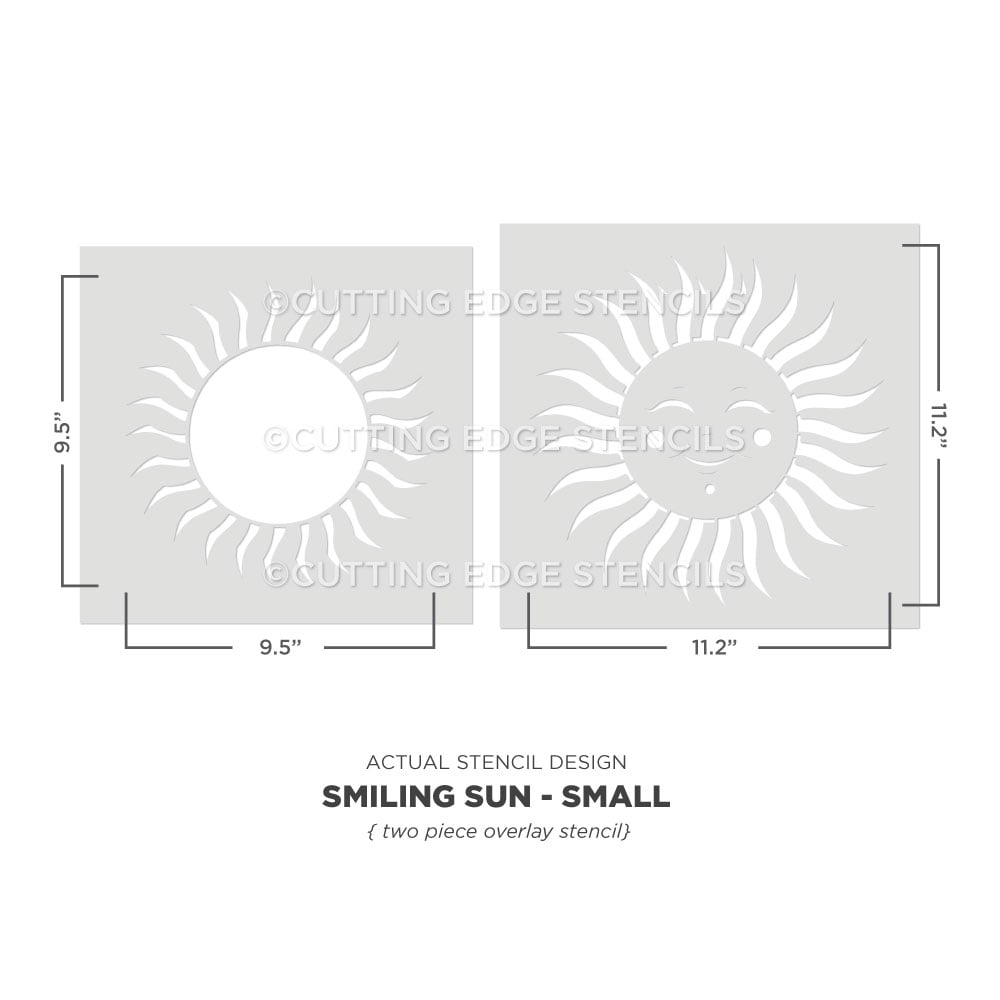 smiling sun wall art stencil size small actual stencil image