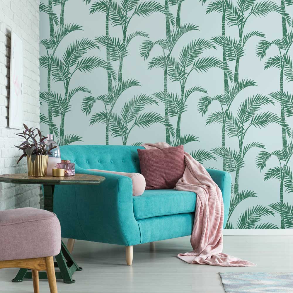 palm wallpaper design green tropical wall pattern