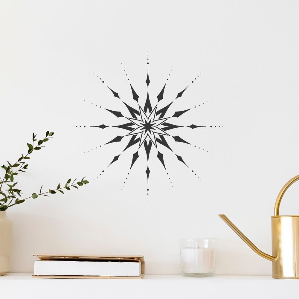 Black and White Wall Art Stencil Star Of Bethlehem Stencil For Walls