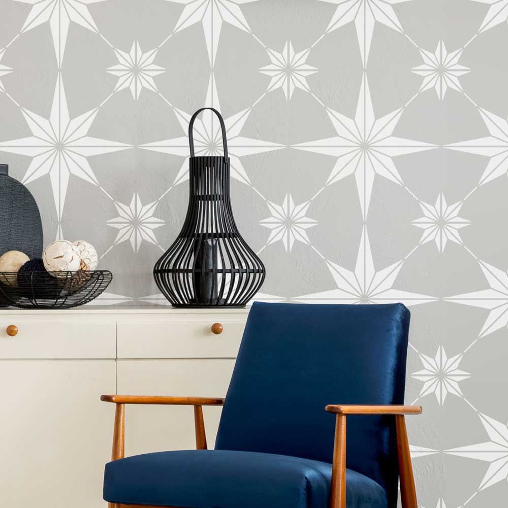 Star Tile stencil for painting wall