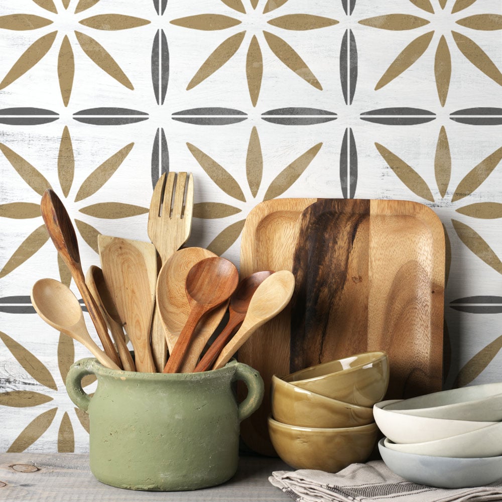 Kitchen Stencil Wood Wall Stardust Tile Stencil For Painting Walls and Floors