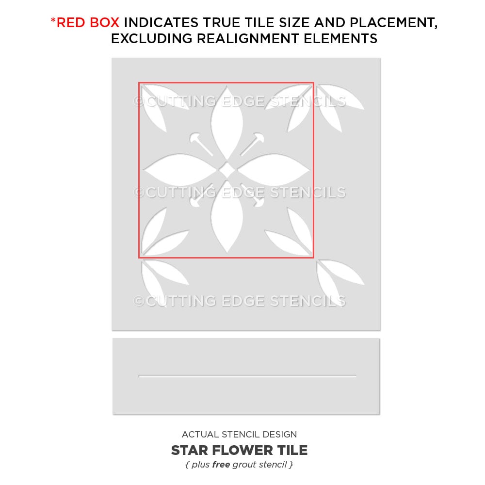 starflower tile stencil actual image