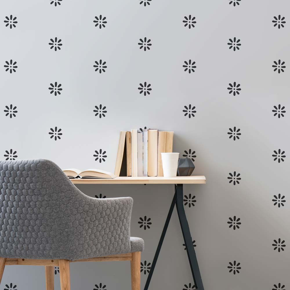 starflower wall stencil stenciled office