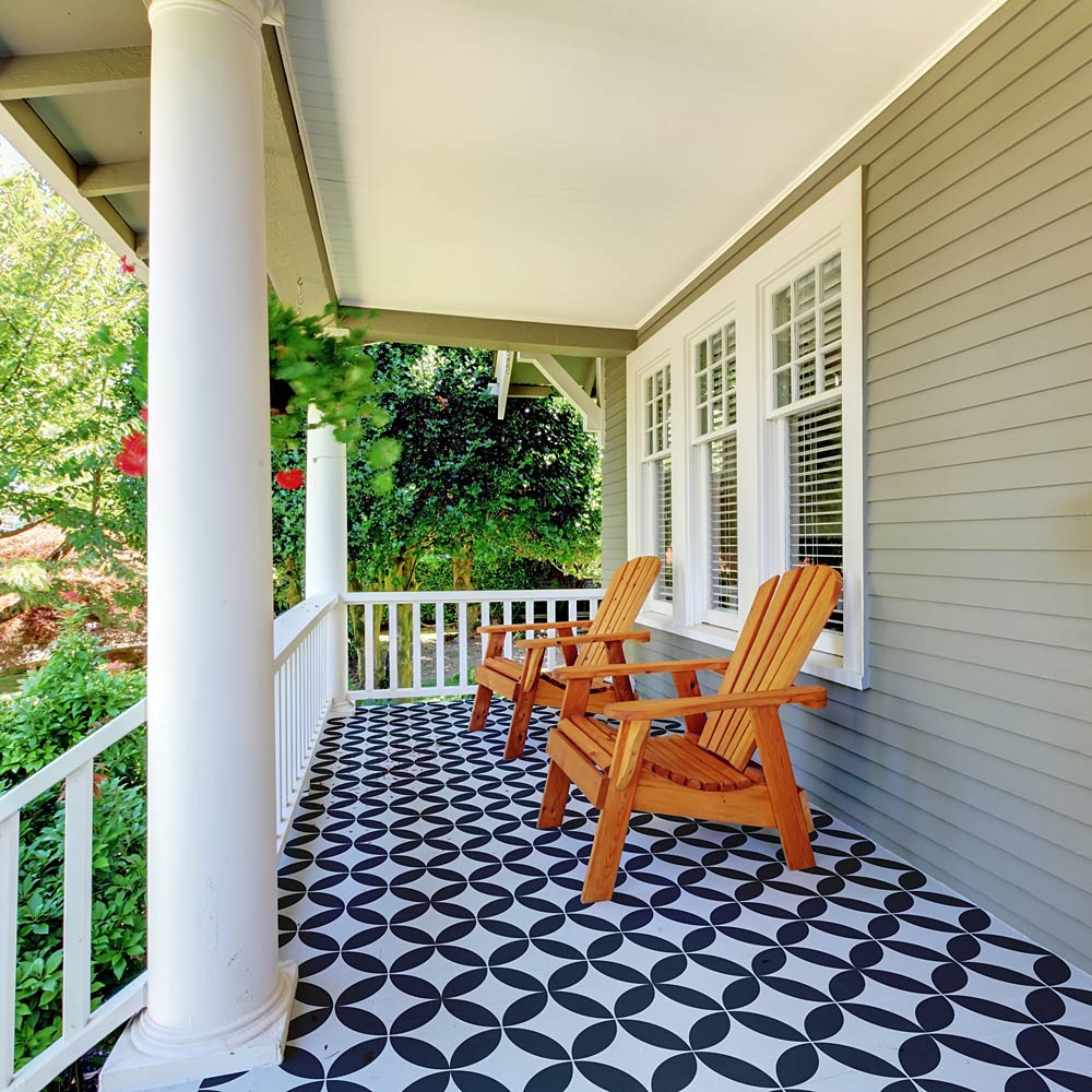 tile floor stencil deck