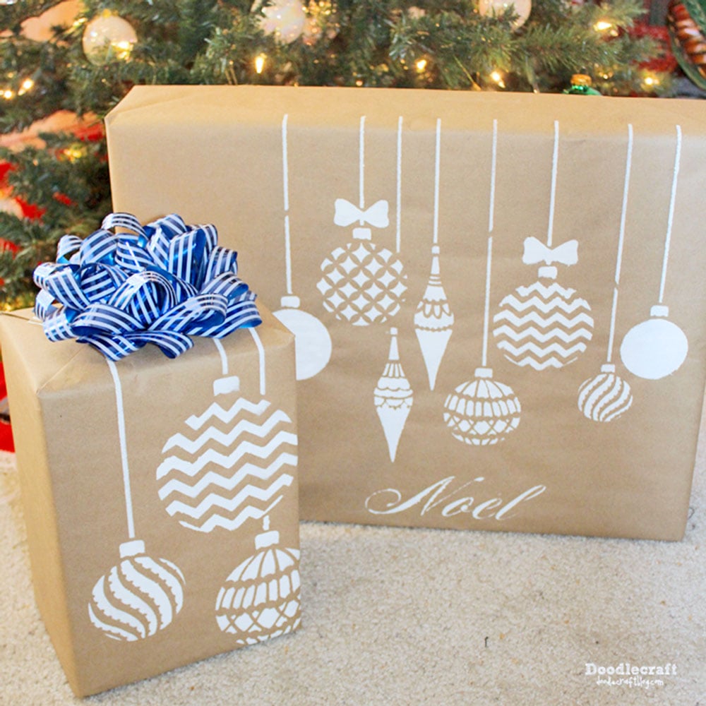 Stenciled-gift-wrap-craft-paper-stencils-holiday-DIY-decor