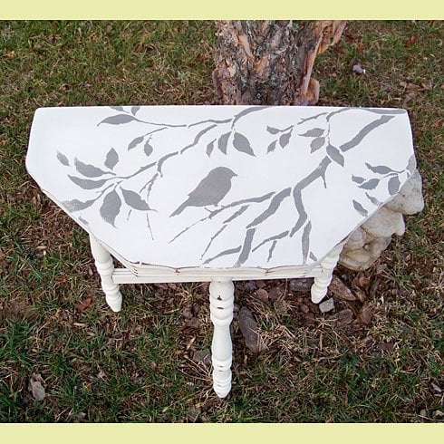 stenciled-table-bird-stencil