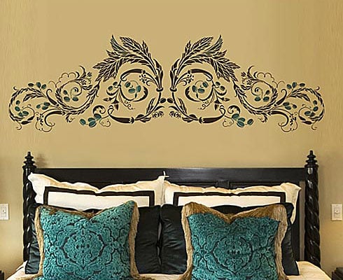 wall stencils floral scroll stencil